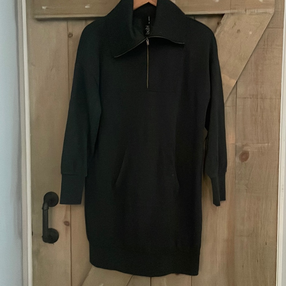 Bobi Brand Women's Long-sleeve Sweatshirt Dress Charcoal Size XS